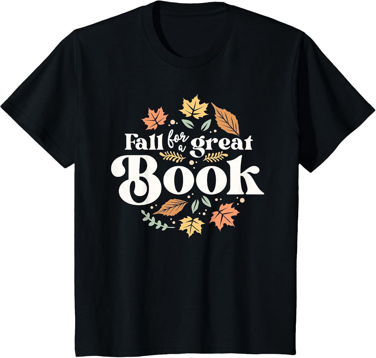 Fall for A Great Book Reading Librarian Autumn Teacher T-Shirt - Black