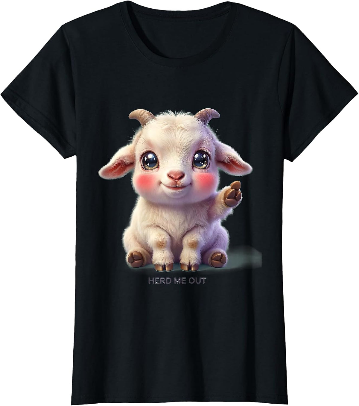 Herd Me Out Funny Goat Design T-Shirt - Black