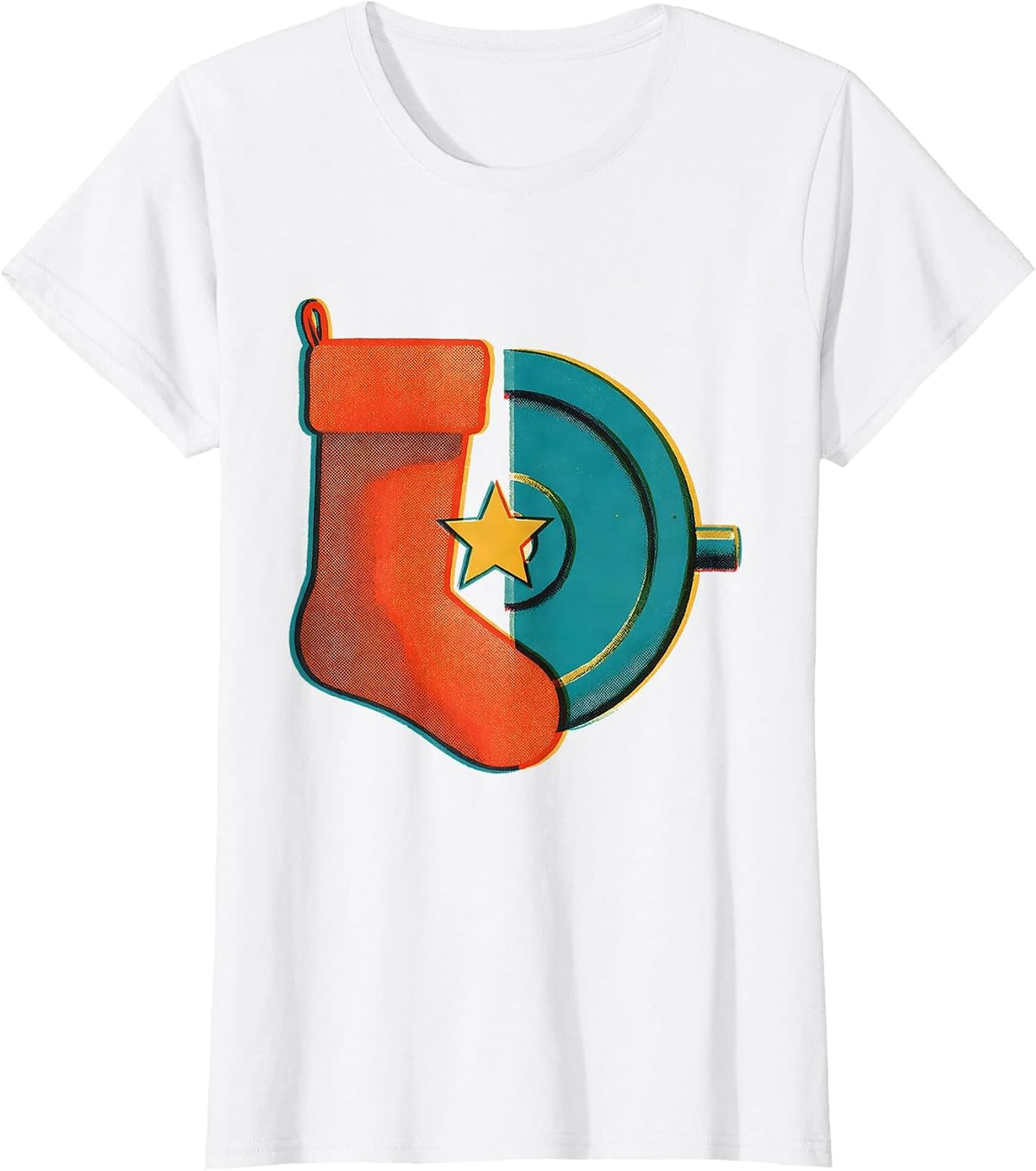 Christmas Stocking Weight Plate Gym Workout Humor T-Shirt - White