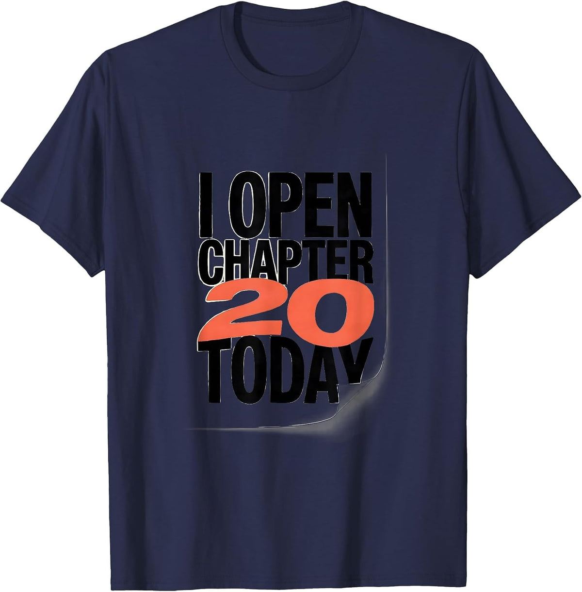 Men's I Open Chapter 20 Today Whimsical Bookworm Birthday T-Shirt - Navy Blue