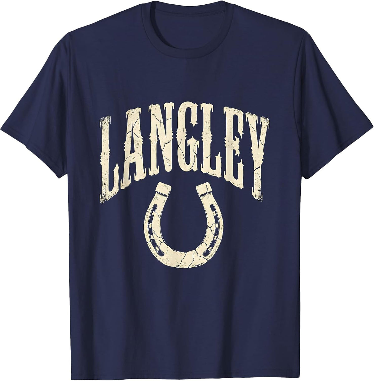 Men's LANGLEY Boho Western Mono Surname Gift T-Shirt - Navy Blue