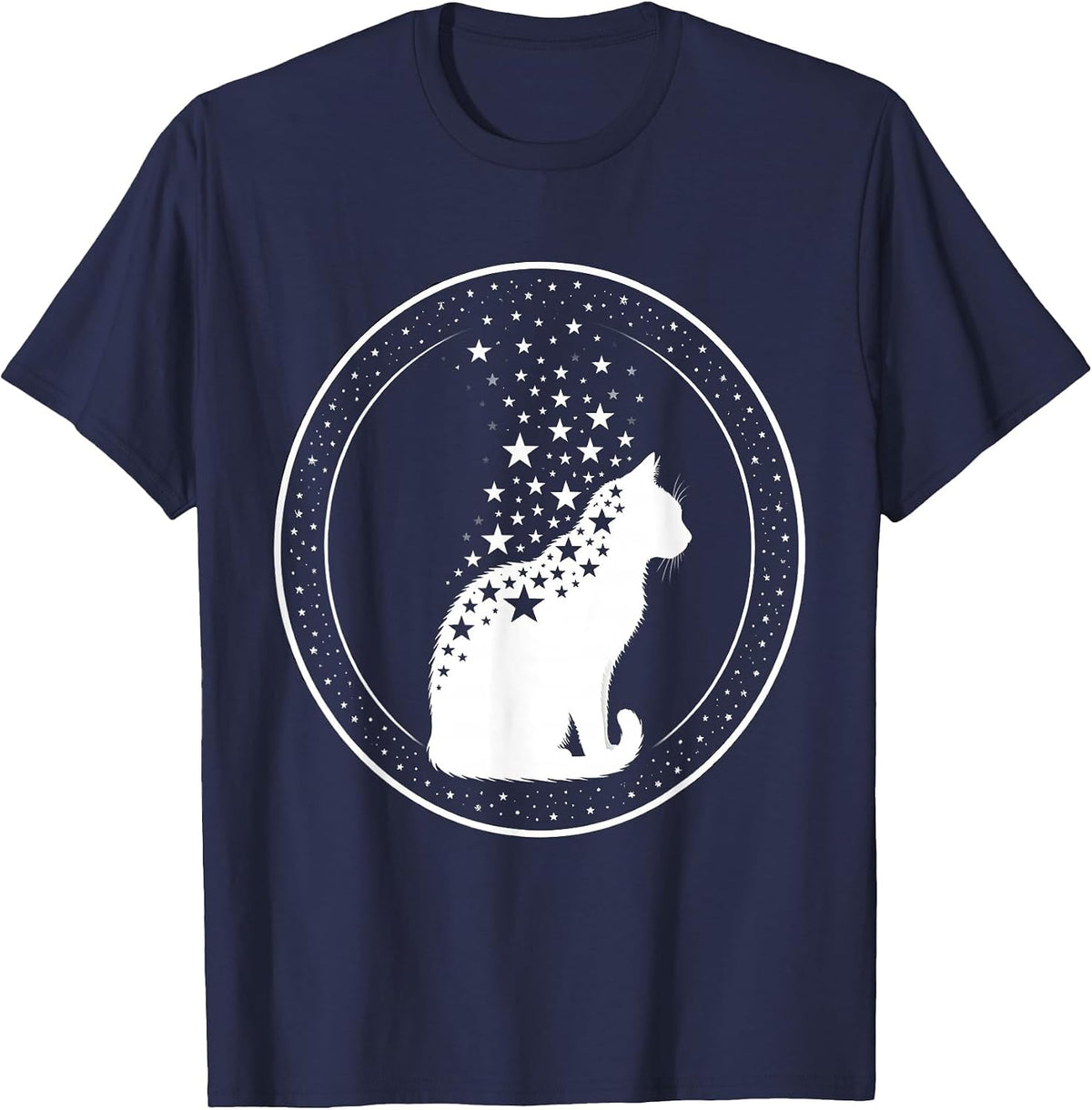 Men's Cat Dissolving Into Stars Constellation Art T-Shirt - Navy Blue