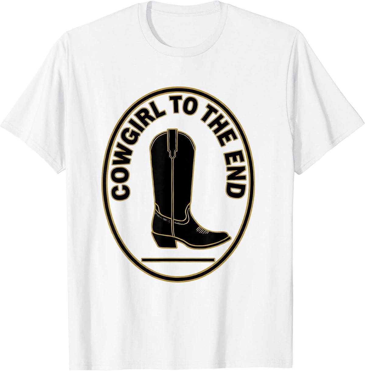 Men's Cowgirl To The End Western Rodeo Emblem Pride T-Shirt - White