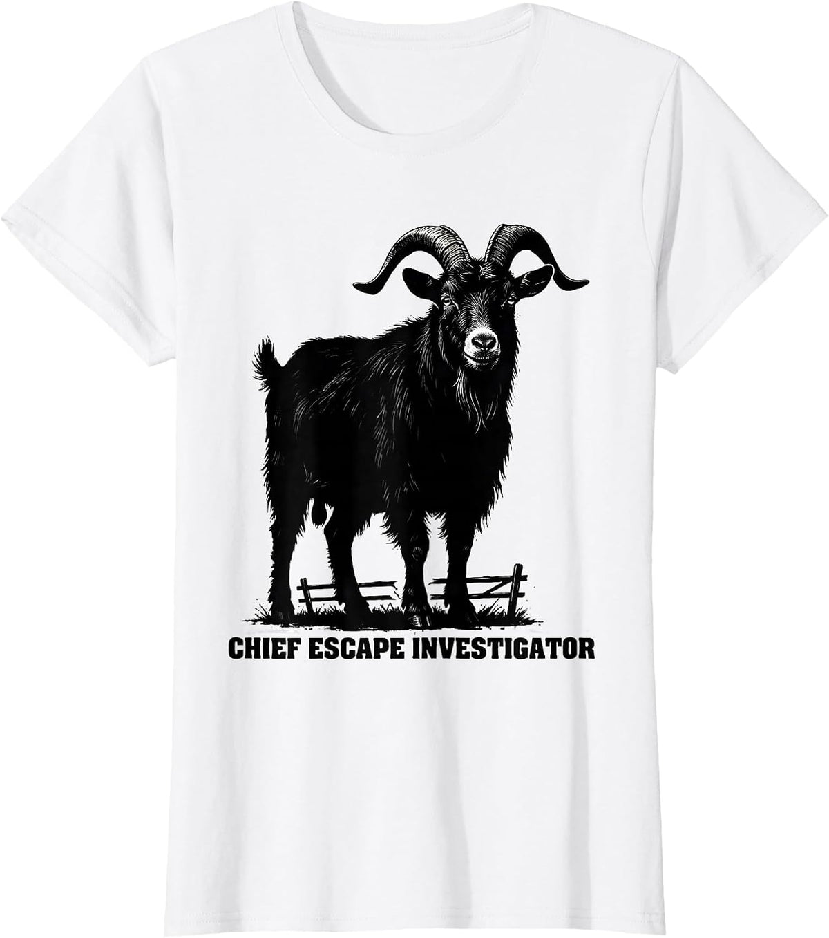 Chief Escape Investigator Funny Goat Lover Farm Humor T-Shirt - White
