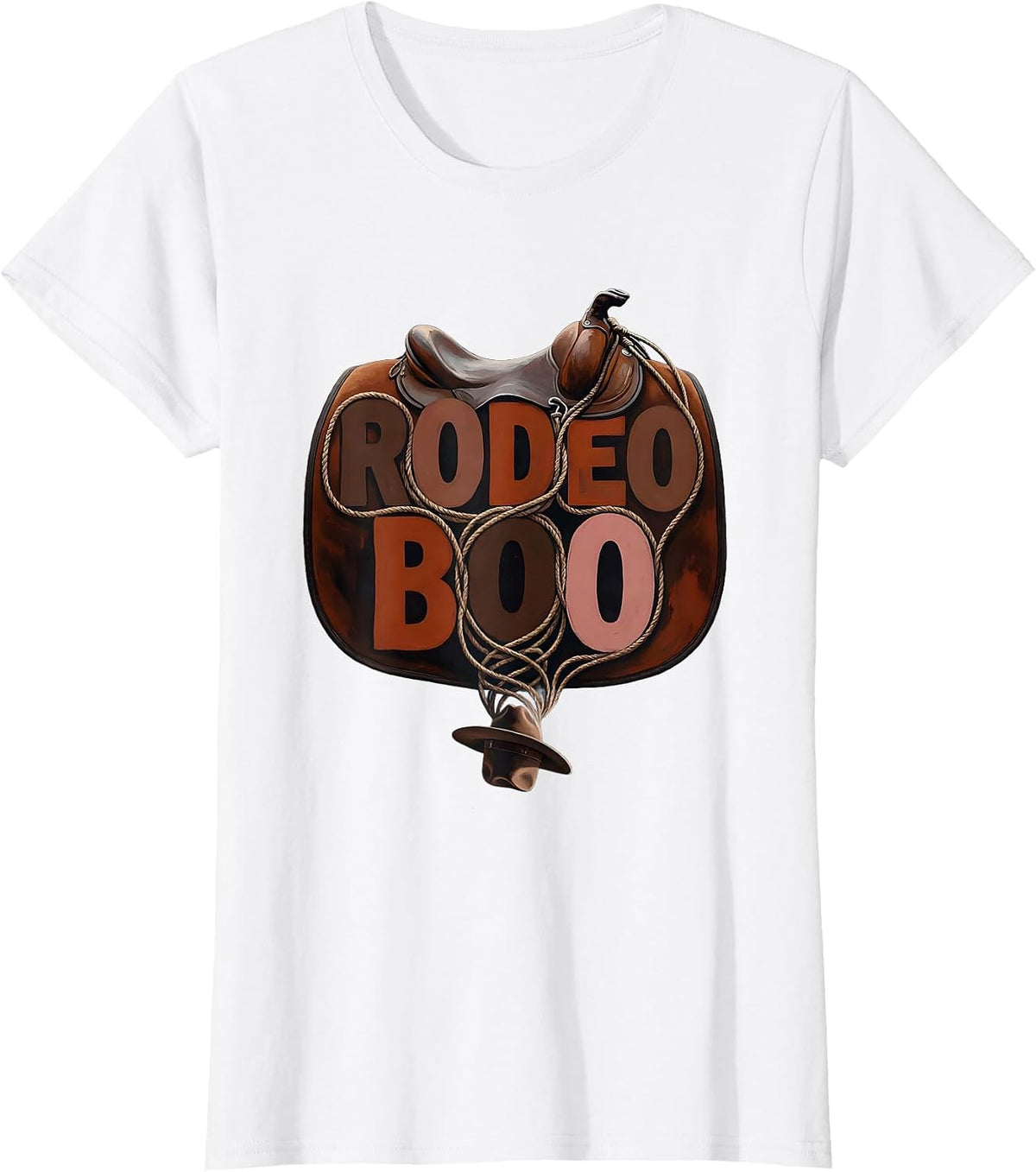 Rodeo Boo Western Ghost Halloween Humor Cowgirl T-Shirt - White