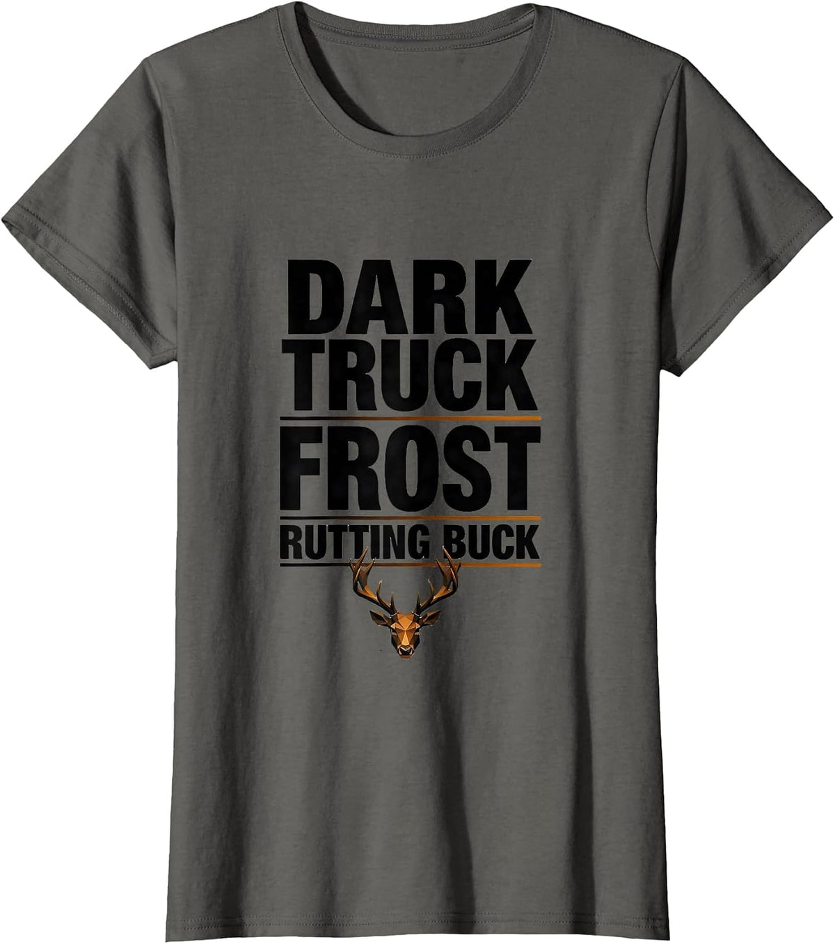 Women's Dark Truck Frost Rutting Buck Geometric Deer Hunting Woods T-Shirt - Asphalt Grey