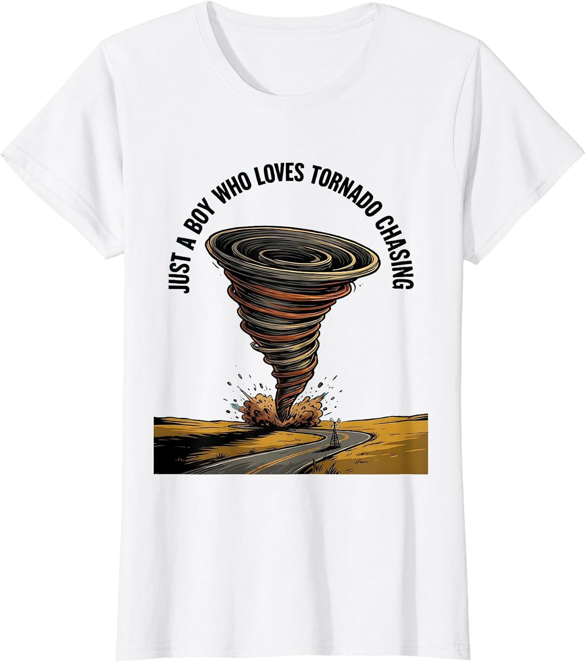 Just A Boy Who Loves Tornado Chasing Funny Weather Storm T-Shirt - White