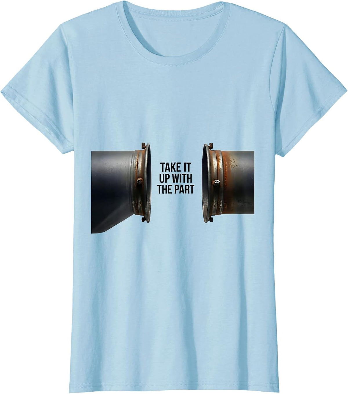 Women's Take It Up With The Part Funny Mechanic Skeleton Auto Repair T-Shirt - Baby Blue