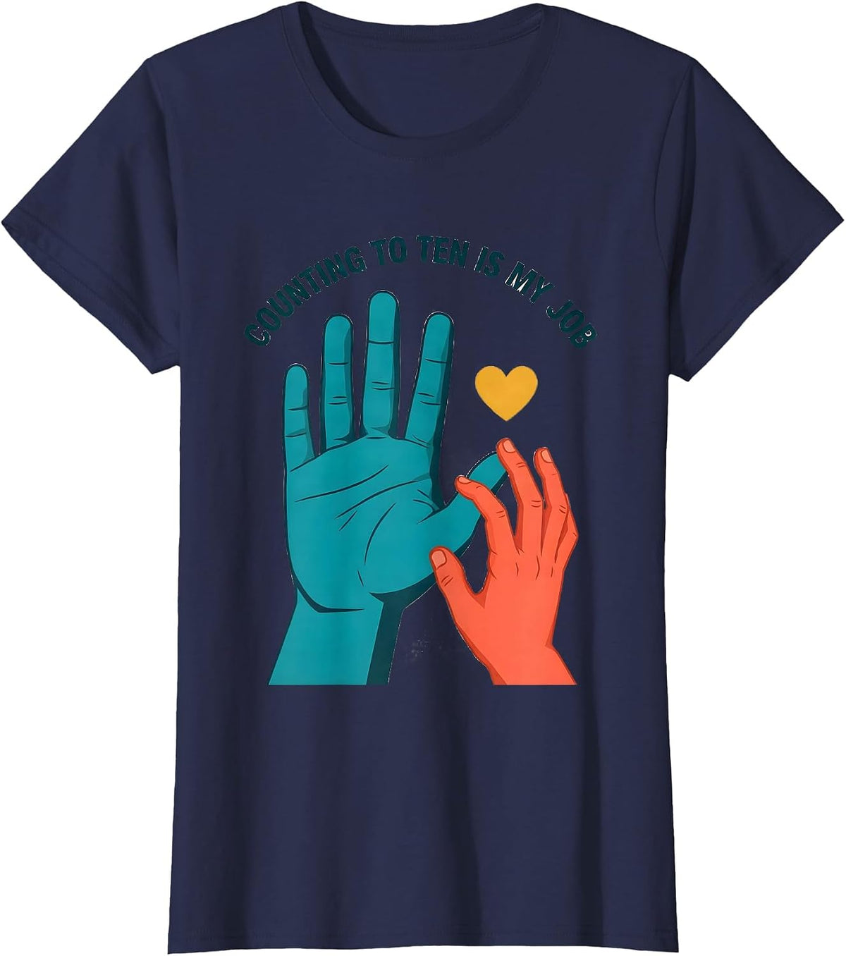 Women's Counting To Ten Is My Job Funny Paraeducator Para Life T-Shirt - Navy Blue