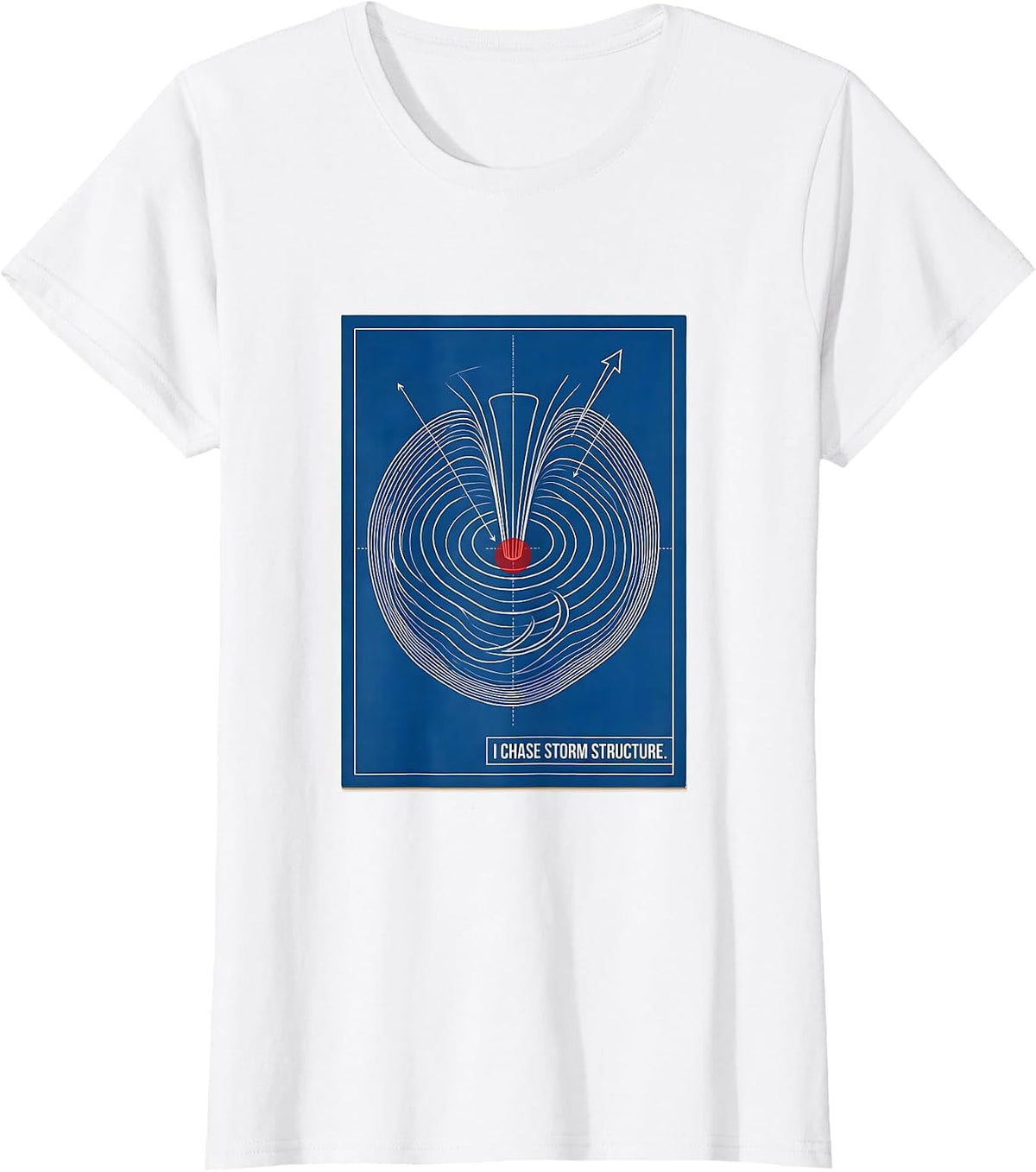 I Chase Storm Structure Technical Blueprint Meteorology T-Shirt - White