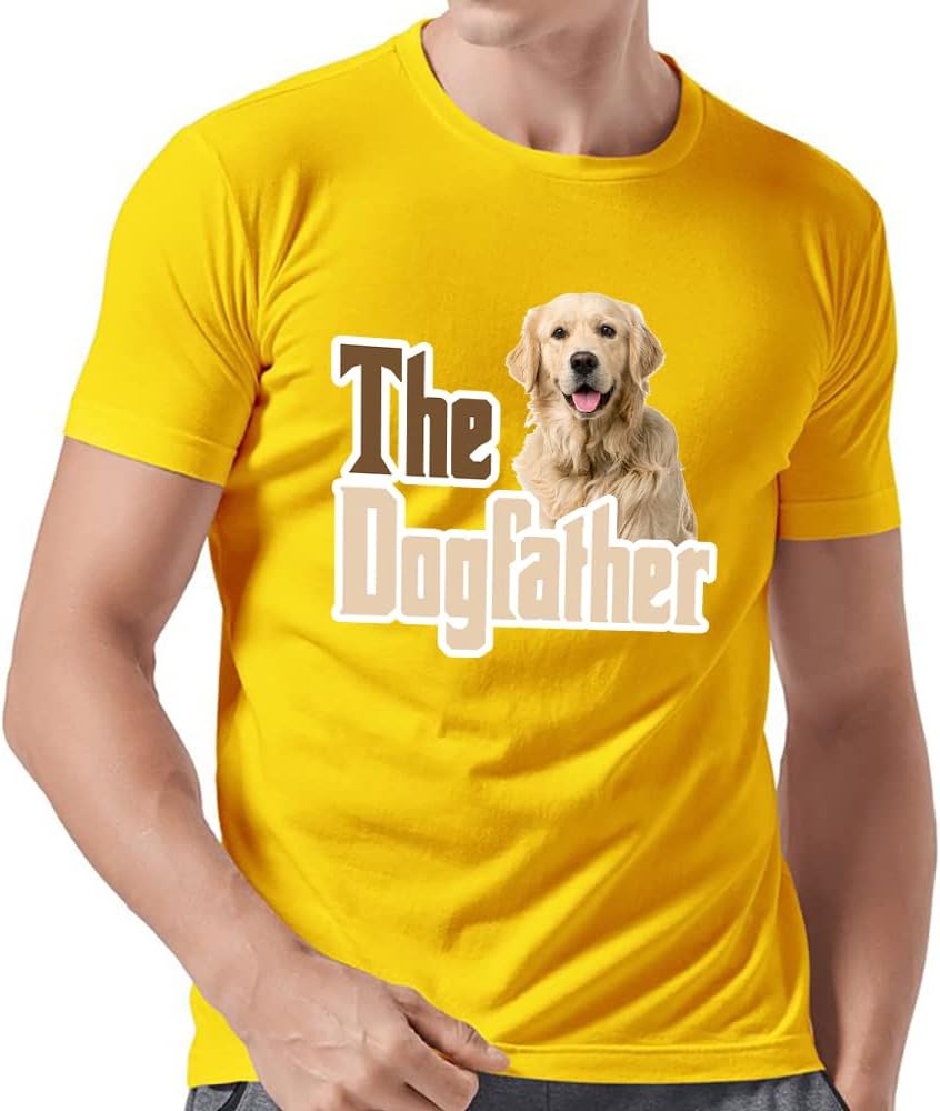 Men's Short Sleeve Dogfather T-Shirt Cotton US Flag Custom Names Golden Retriever Dog - Orange \/ Golden Retriever 3