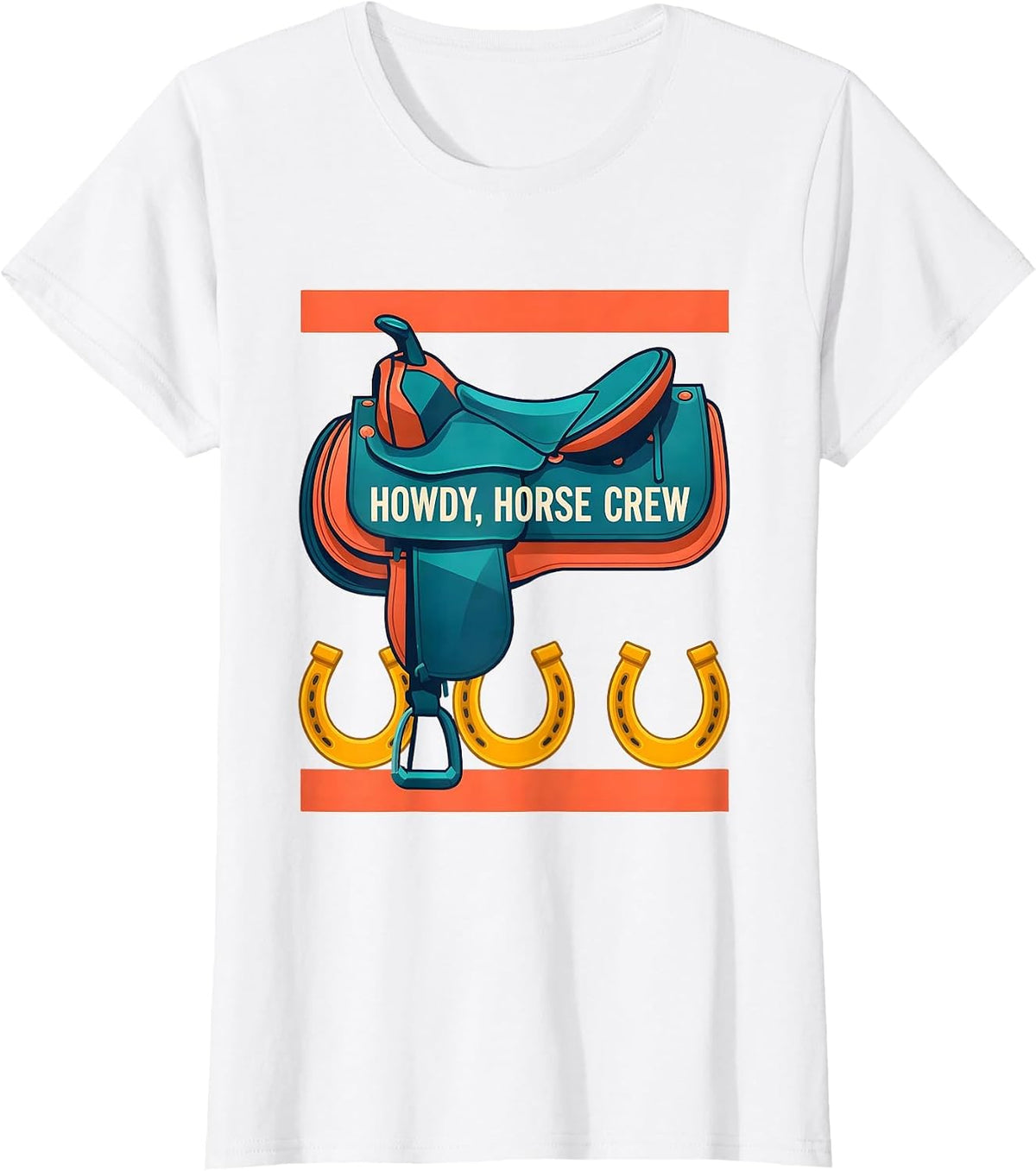Women's Howdy, Horse Crew Western Cowboy Cowgirl Rodeo Pride T-Shirt - White