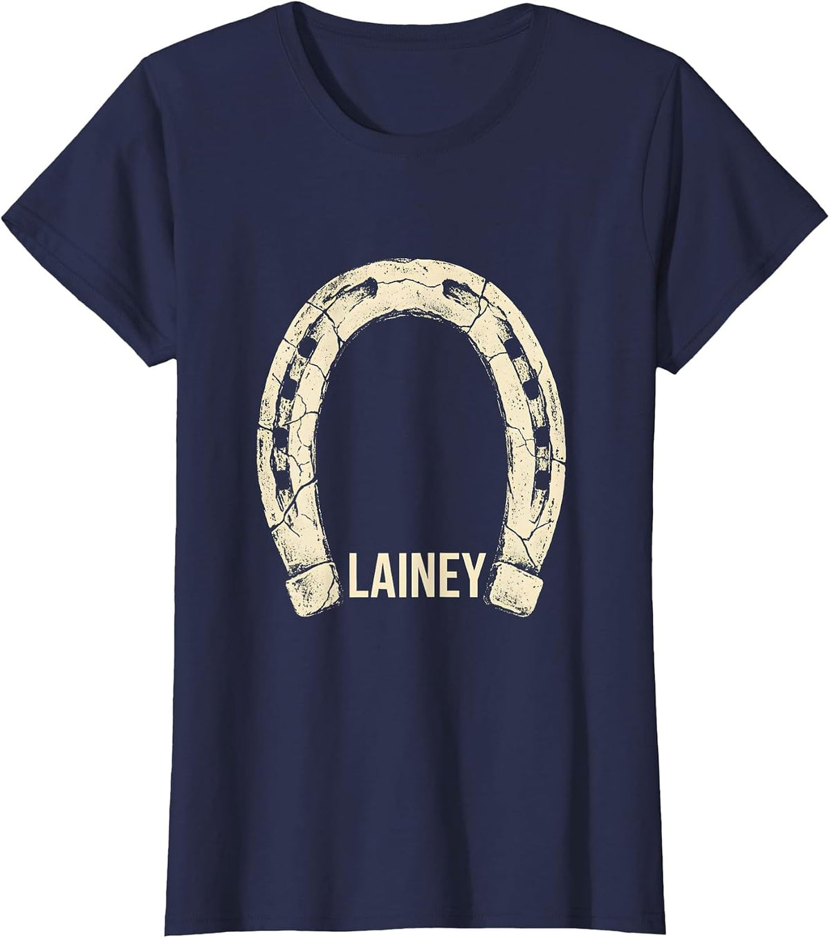 Women's Lainey Boho Western Monochrome Cowgirl Name Gift T-Shirt - Navy Blue