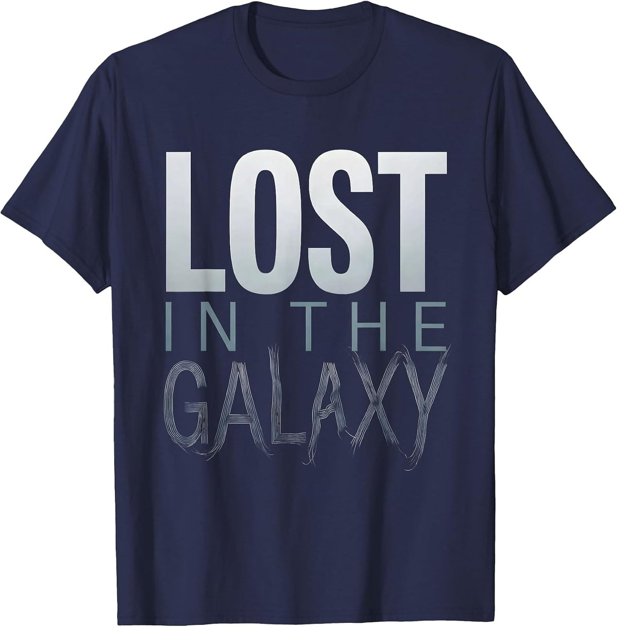 Lost in the Galaxy Cosmic Space Design T-Shirt - Navy Blue