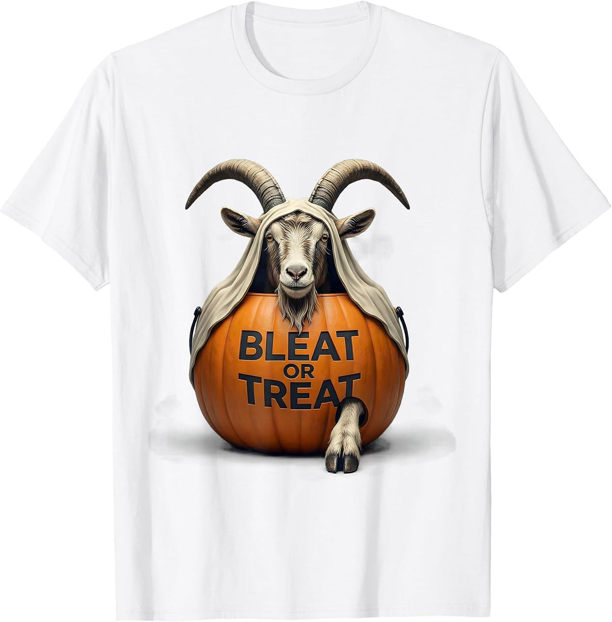 Men's Bleat Or Treat Whimsical Halloween Goat Lover Spooky Season T-Shirt - White