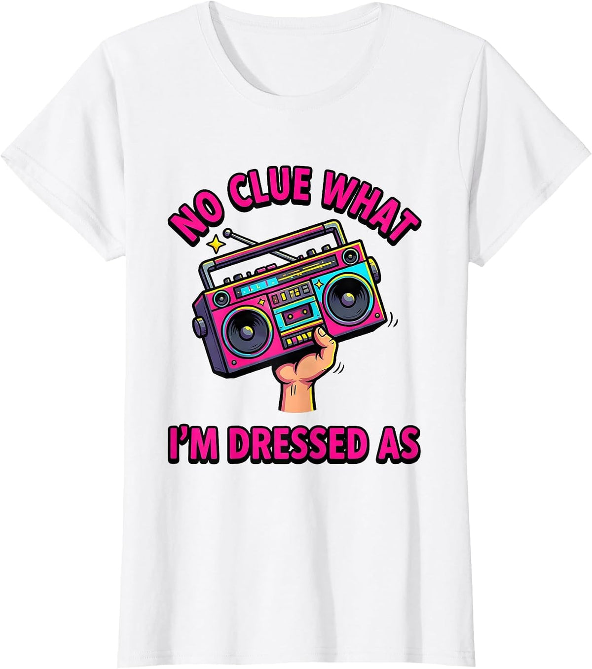 No Clue What I'm Dressed As Funny 80s Retro Throwback Party T-Shirt - White