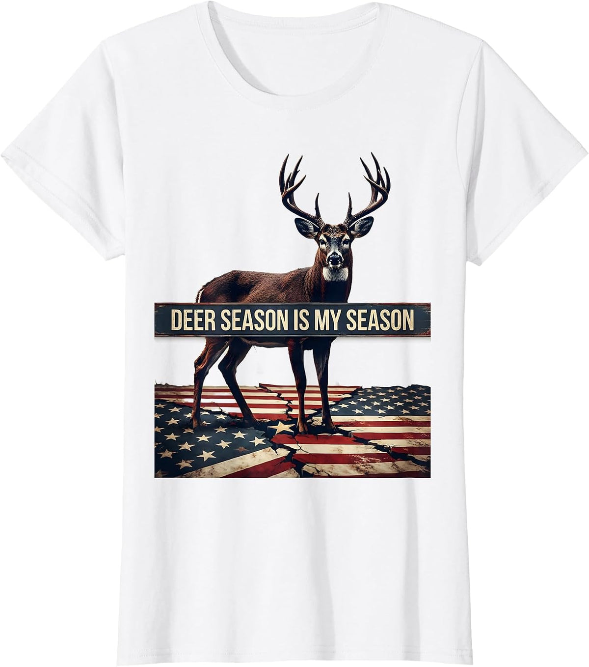Deer Season Is My Season Camo Dad Deer Hunting Humor T-Shirt - White