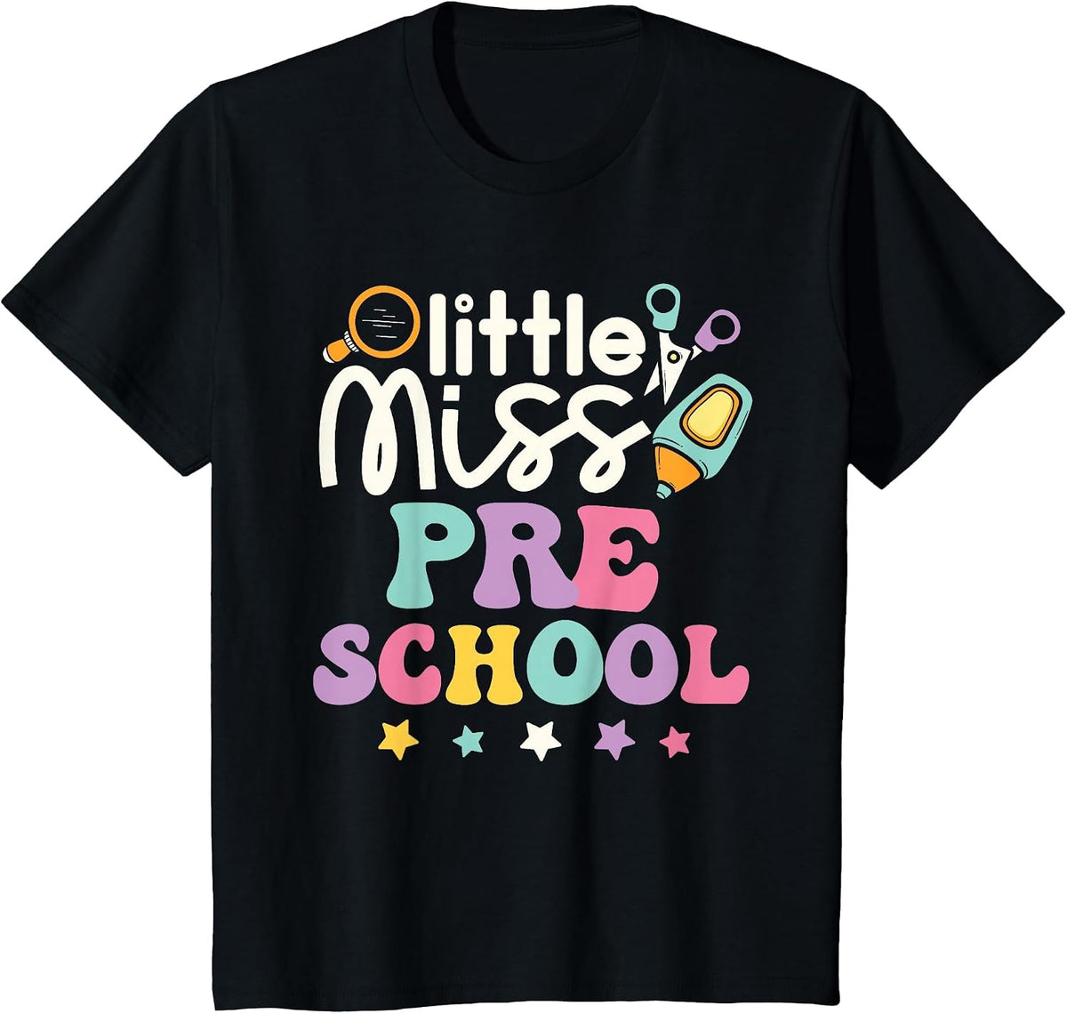 Little Miss Preschool Pre-K First Day Back to School Girls T-Shirt - Black