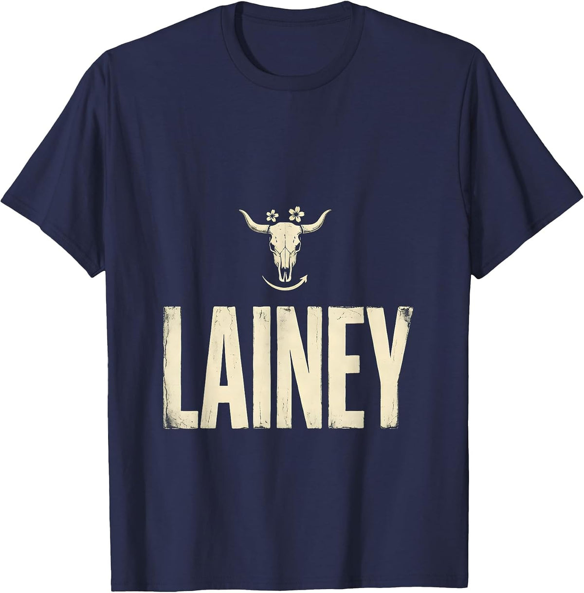 Lainey Boho Western Cowgirl Name Gift for Girls T-Shirt - Navy Blue