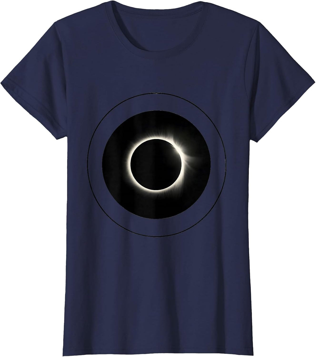 Women's Solar Eclipse Perfect Black Dot Graphic T-Shirt - Navy Blue