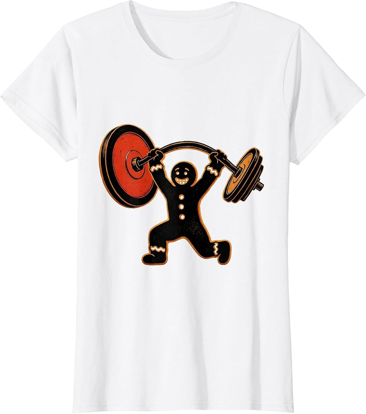 Women's Gingershred Stencil Gingerbread Weightlifting Christmas Gym T-Shirt - White