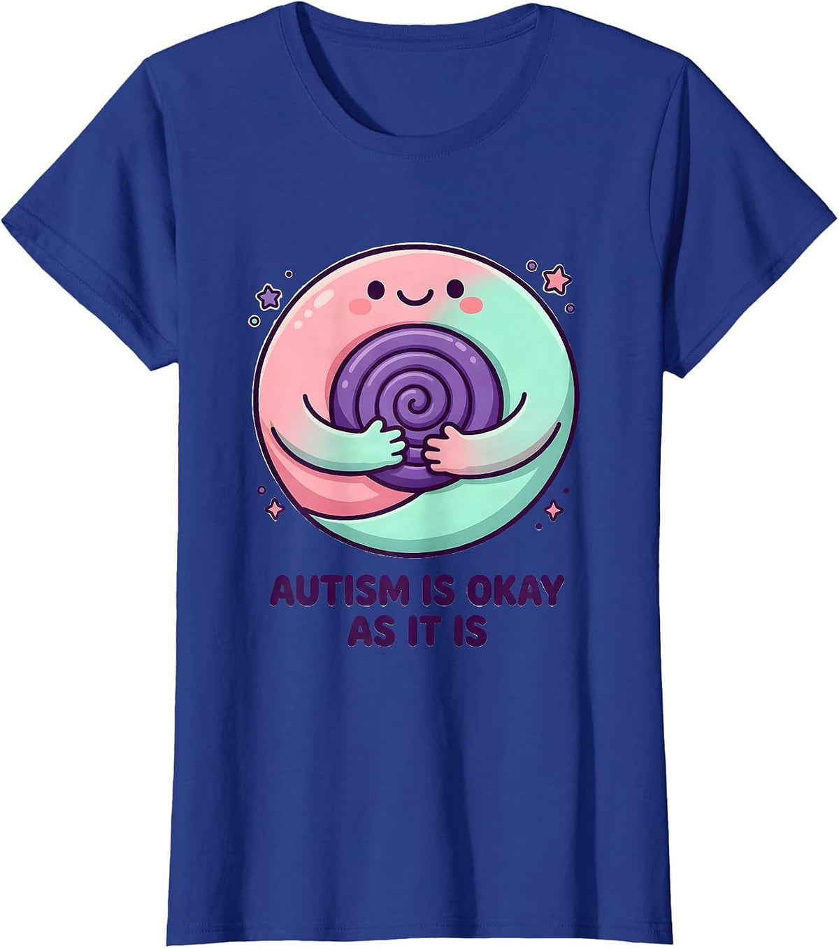 Women's Autism Is Okay As It Is Cute Kawaii Neurodiversity Awareness T-Shirt - Royal Blue