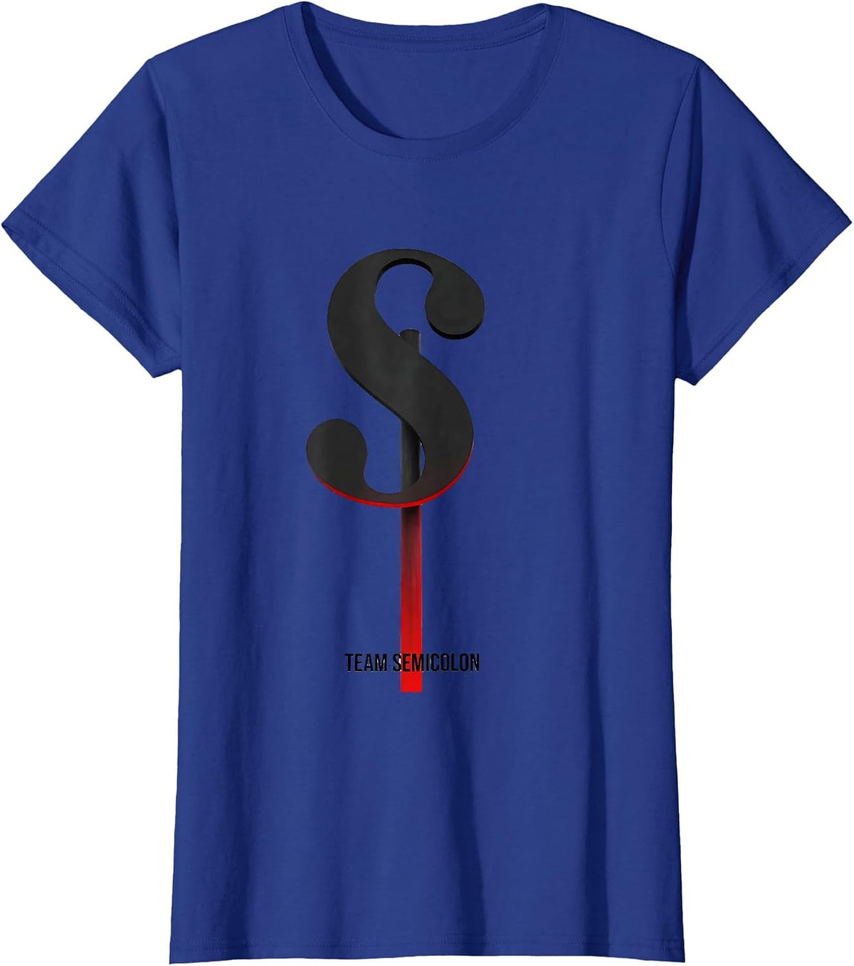 Women's Team Semicolon Funny Grammar Teacher Punctuation Humor T-Shirt - Royal Blue