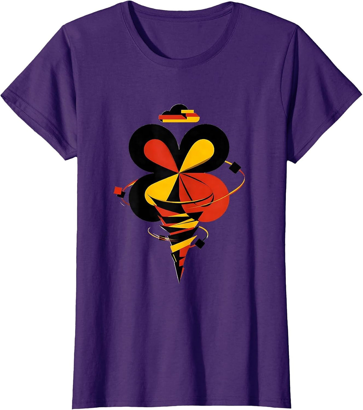 Women's Geometric Tornado Flower Bauhaus Modernist Weather T-Shirt - Purple