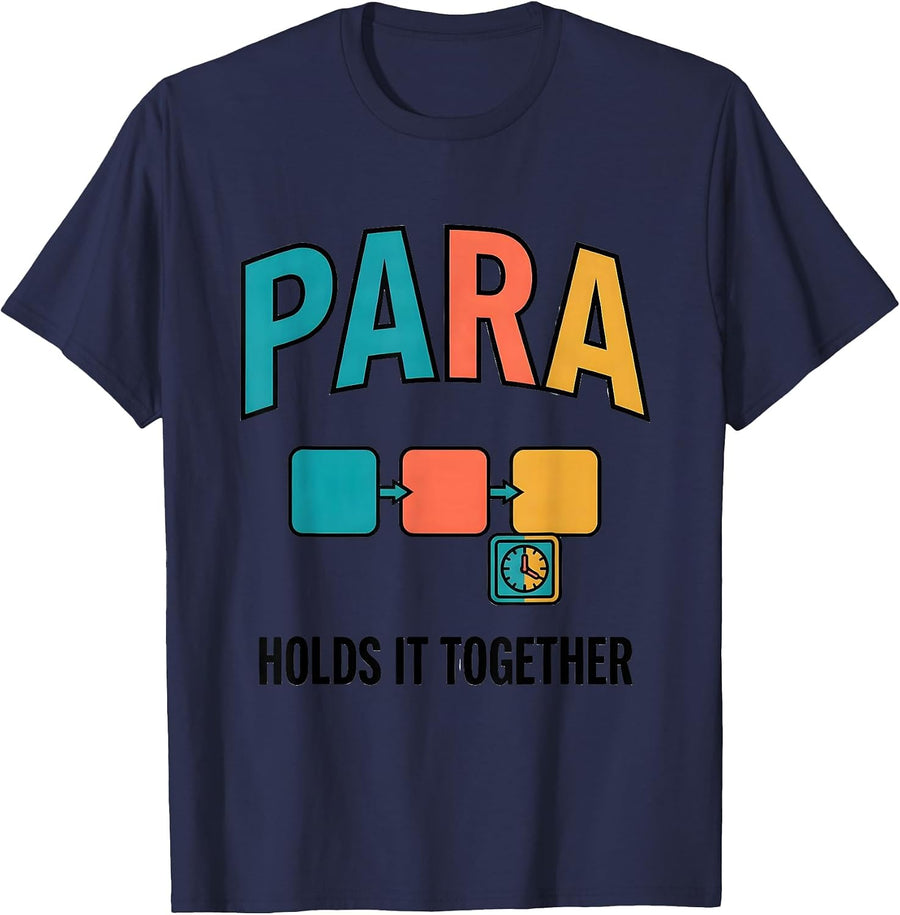 Para Holds It Together Funny Paraprofessional Paraeducator T-Shirt - Navy Blue
