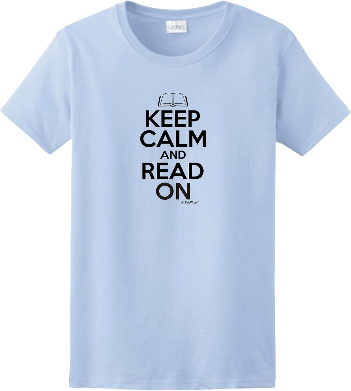Keep Calm and Read On Ladies T-Shirt - Light Blue