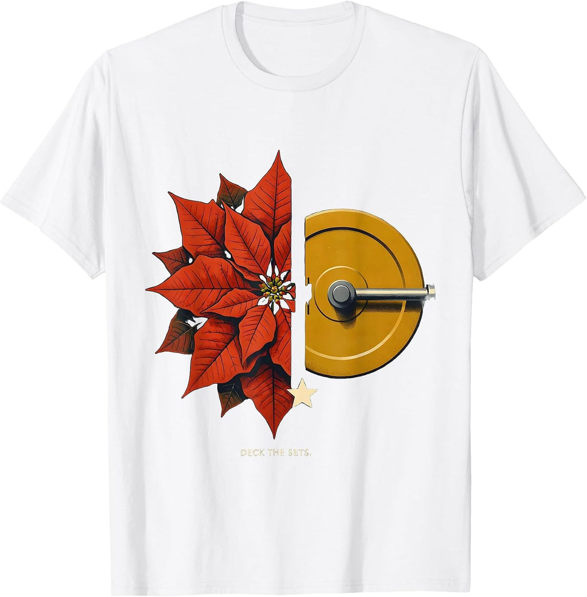 Men's Deck The Sets Midcentury Modern Funny Christmas Gym Workout T-Shirt - White
