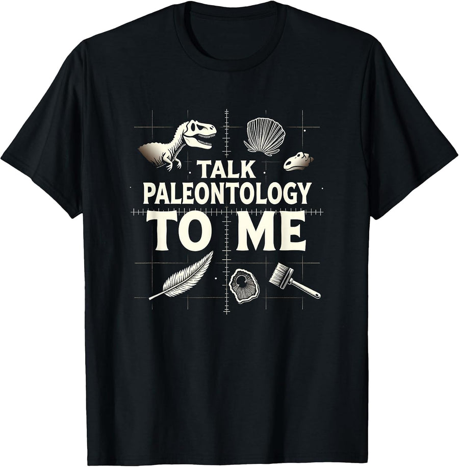 Dinosaur Paleontology Talk Fossil Lover Gift T-Shirt, Men, Black - As Pictured