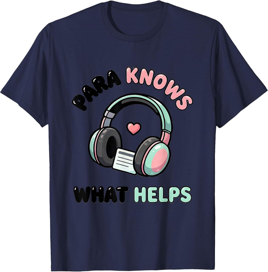 Para Knows What Helps Cute Kawaii Paraeducator Appreciation T-Shirt - Navy Blue