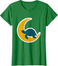 Women's Turtle Silhouette Crescent Moon Nature Art T-Shirt - Kelly Green
