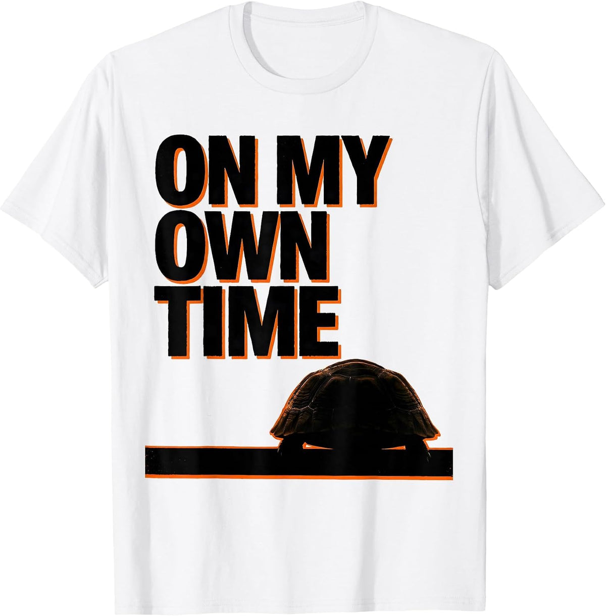 Men's On My Own Time Brutalist Turtle Lover Gift Tortoise Humor T-Shirt - White