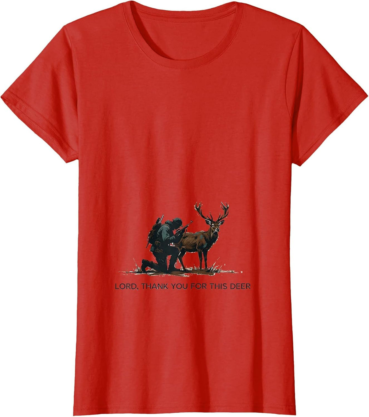 Lord, Thank You For This Deer Minimalist Hunting Faith Gift T-Shirt - Red