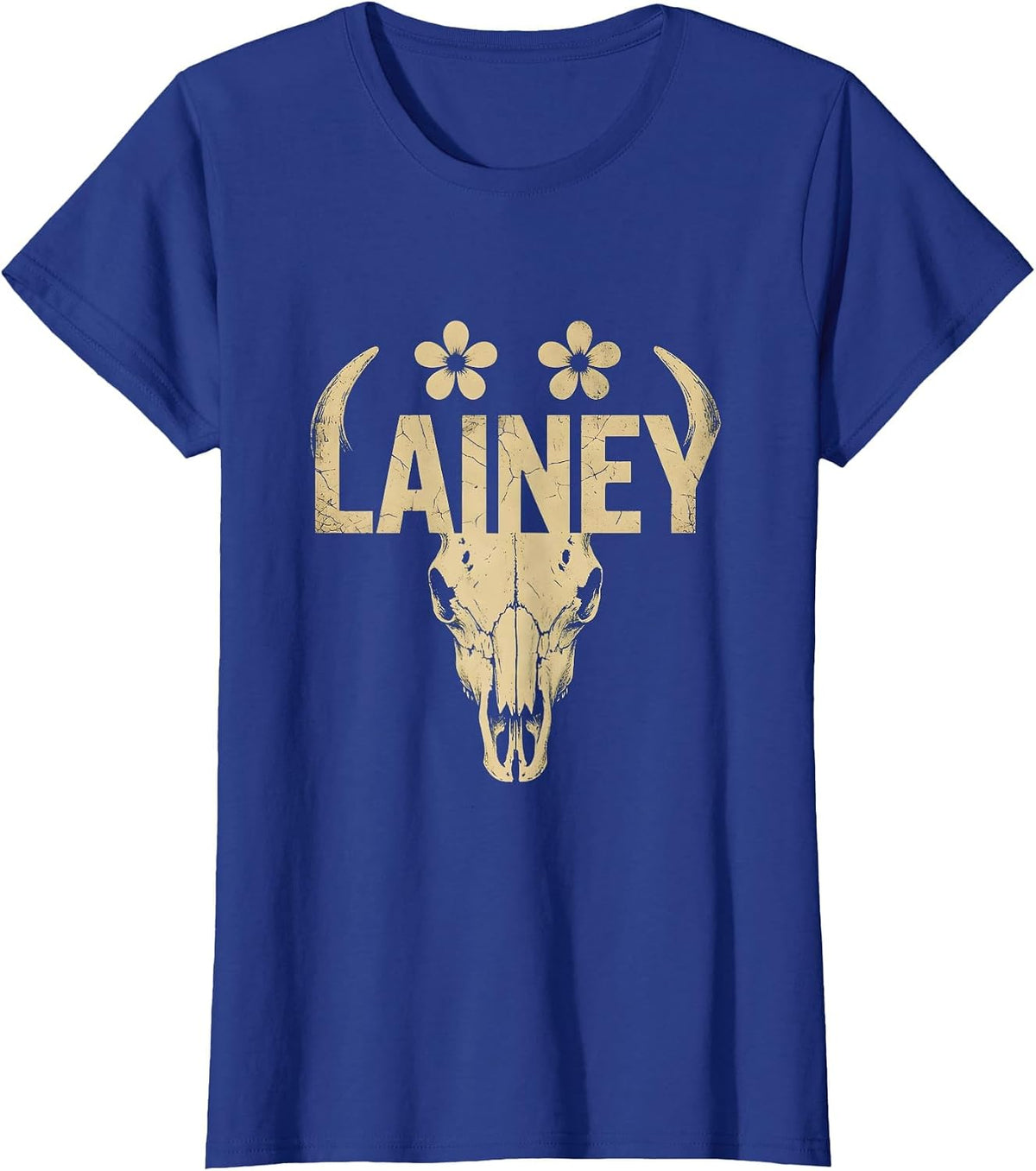 Women's Lainey Boho Western Cowgirl Personalized Gift for Girls T-Shirt - Royal Blue