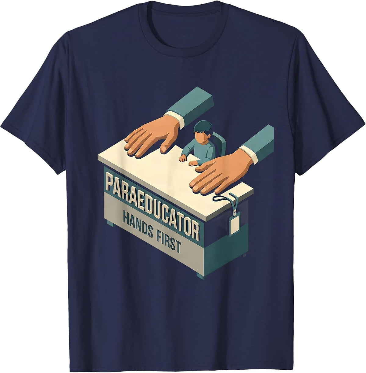 Men's Paraeducator Hands First Isometric Para Pro Back To School T-Shirt - Navy Blue
