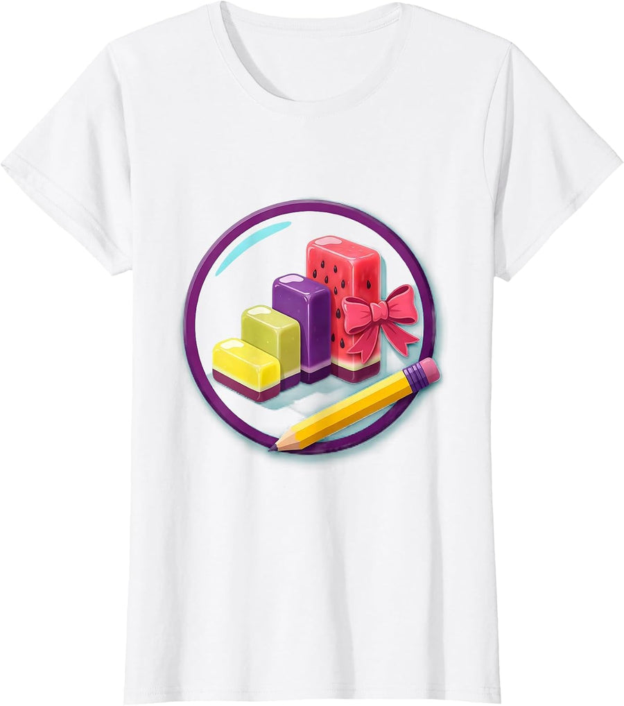 Women's Sealed Classroom Badge Coquette Bow Back to School T-Shirt - White