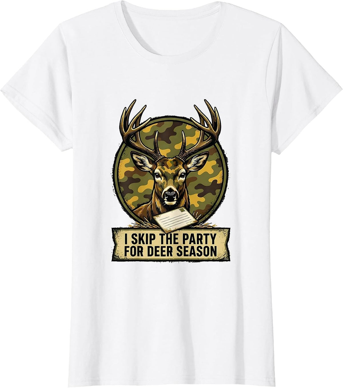 Women's I Skip The Party For Deer Season Funny Deer Hunting Dad T-Shirt - White