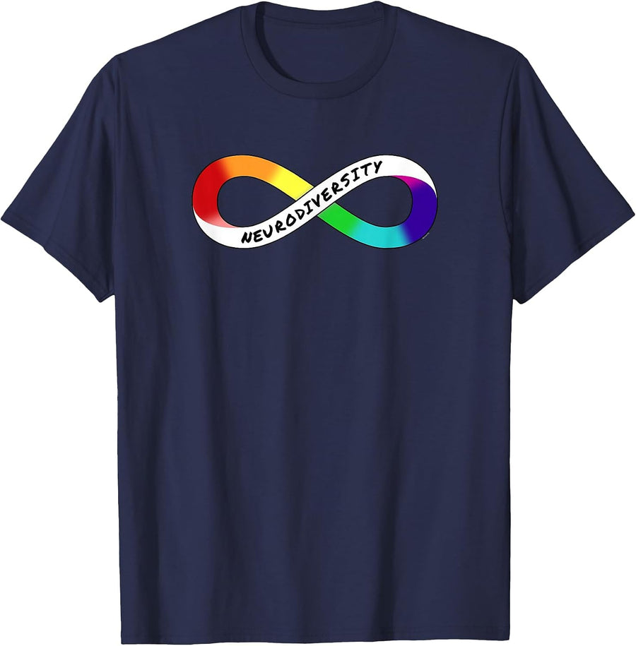 Neurodiversity - Rainbow Infinity for Neurodivergent Pride 2 T-Shirt - Navy Blue