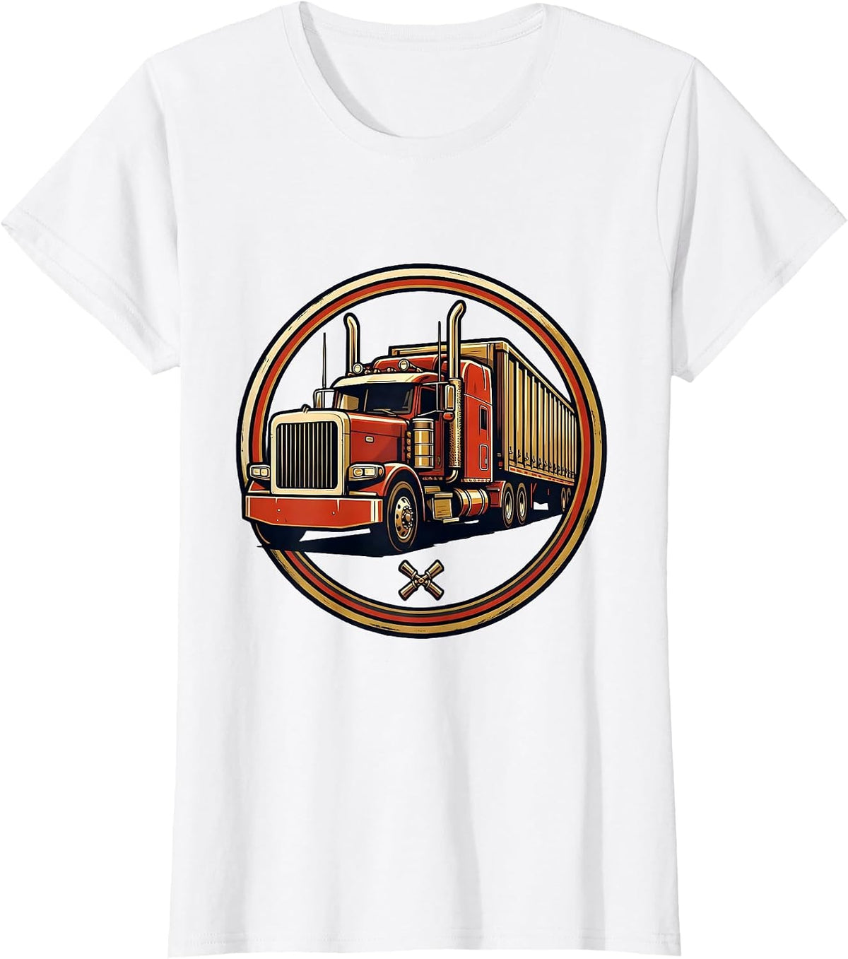Sealed Semi Badge Classic Trucker Nostalgic Americana T-Shirt - White