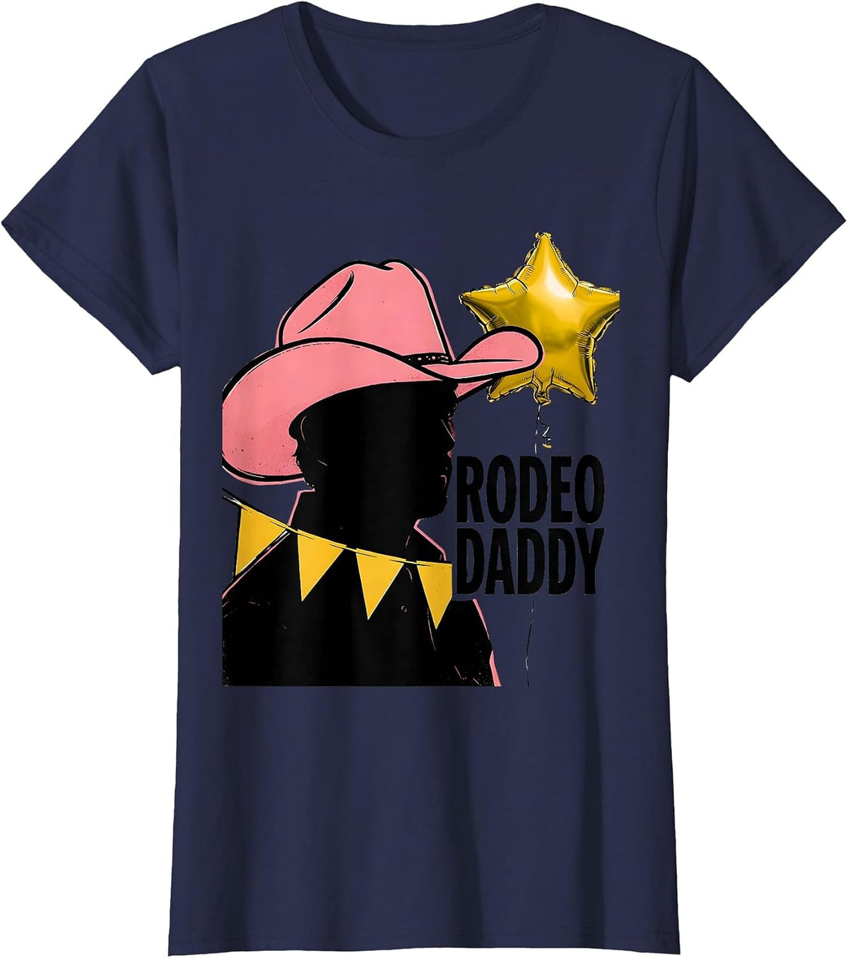 Women's Rodeo Daddy Pink Boots Coquette CowGirl Birthday Party T-Shirt - Navy Blue