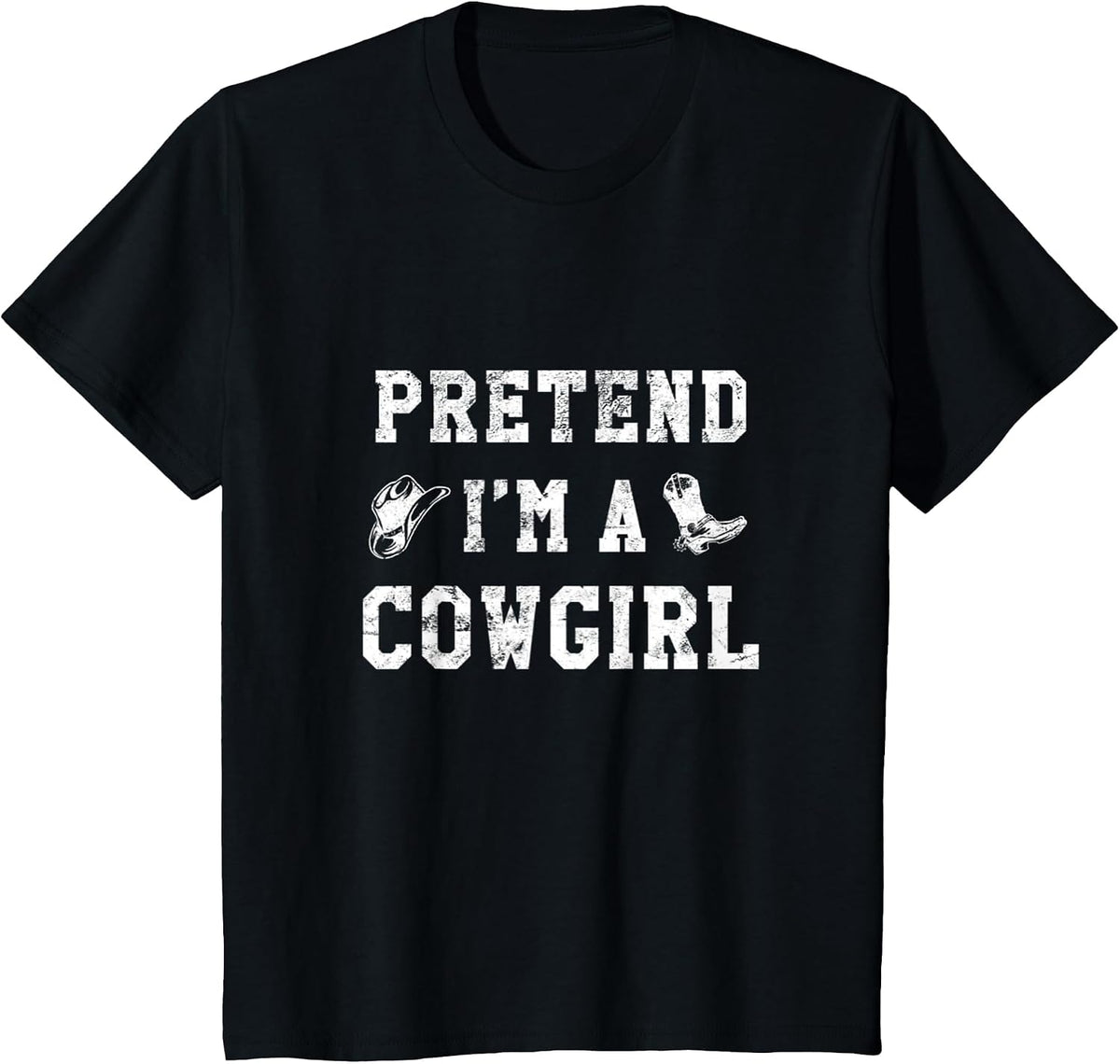 Pretend I'm A Cowgirl Funny Western Halloween Costume Party T-Shirt - Black