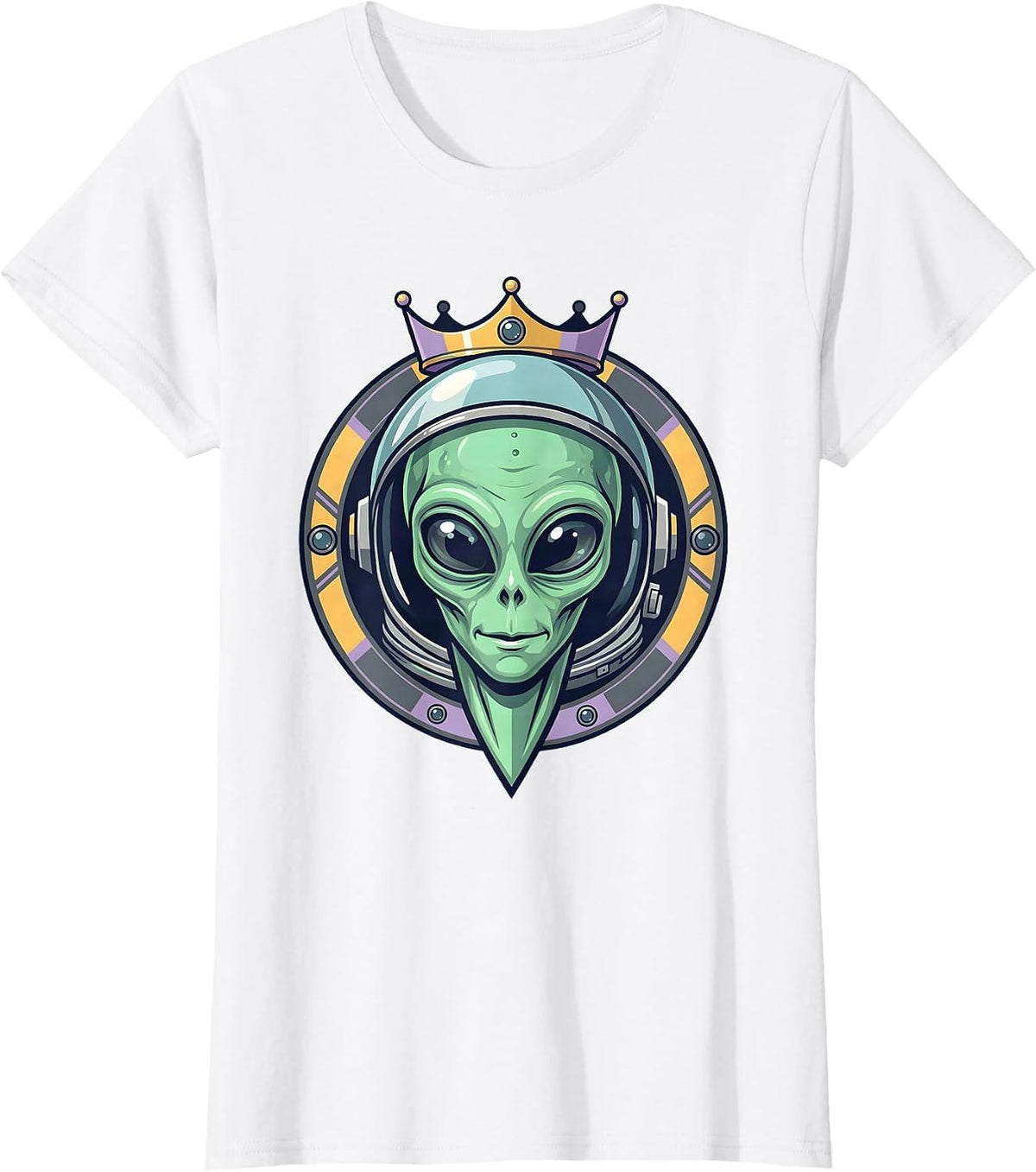 Women's Alien Astronaut Helmet Reverse Graphic Design T-Shirt - White