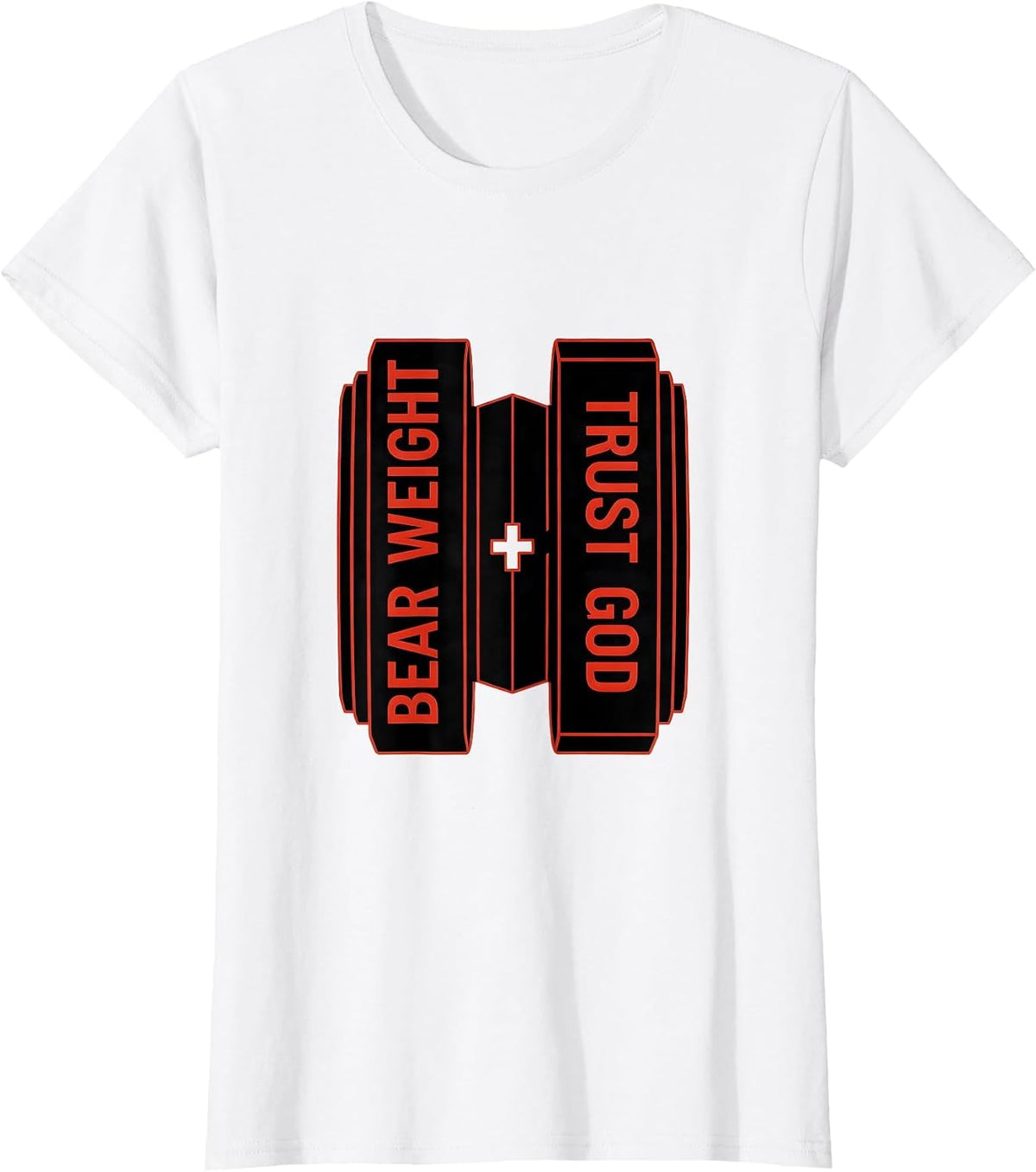 Women's Bear Weight Trust God Faith Fitness Gym Christian T-Shirt - White