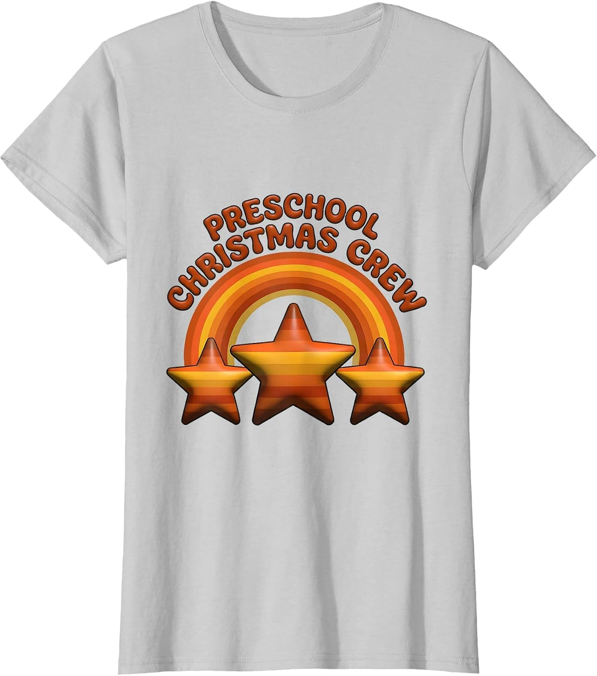 Women's Preschool Christmas Crew Retro Teacher Humor School Holiday T-Shirt - Silver Grey