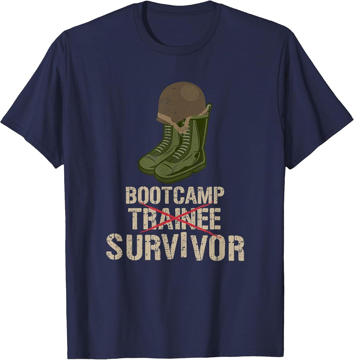 Army Bootcamp Workout T Shirts - Bootcamp Survivor T-Shirt - Navy Blue