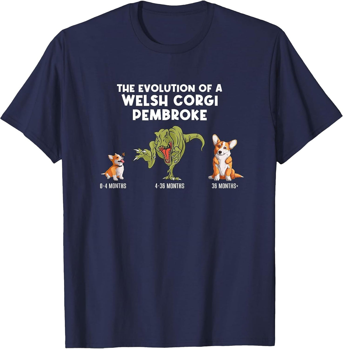 The Evolution of A Welsh Corgi Pembroke Funny Corgi T-Shirt - Navy Blue