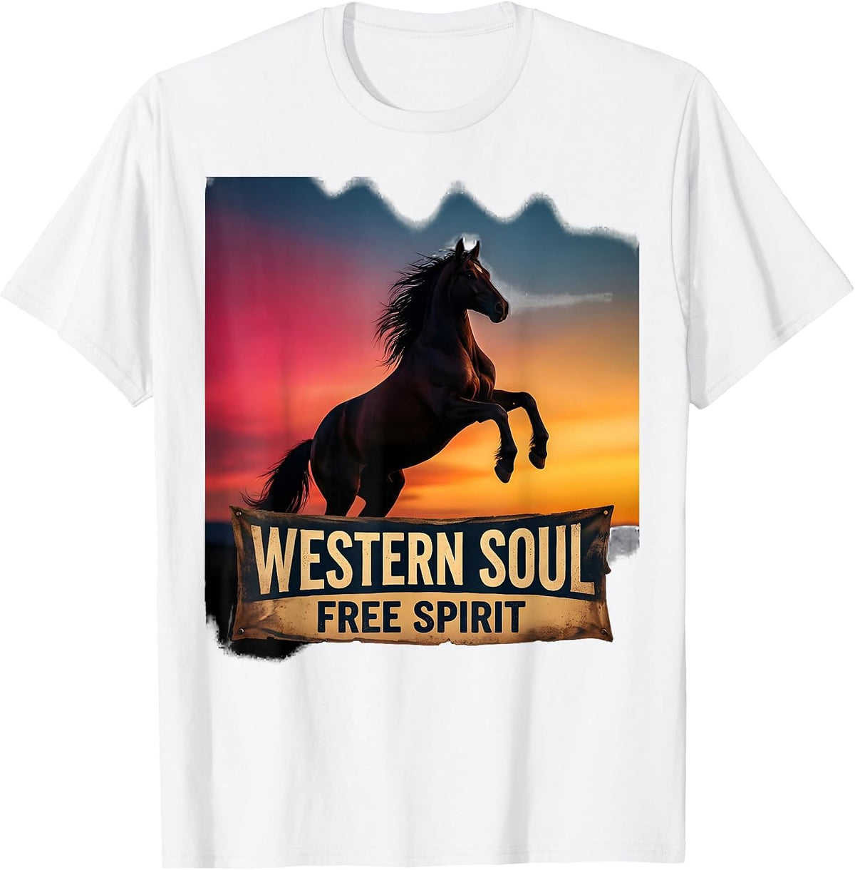 Western Soul Free Spirit Women's Boho Design T-Shirt - White